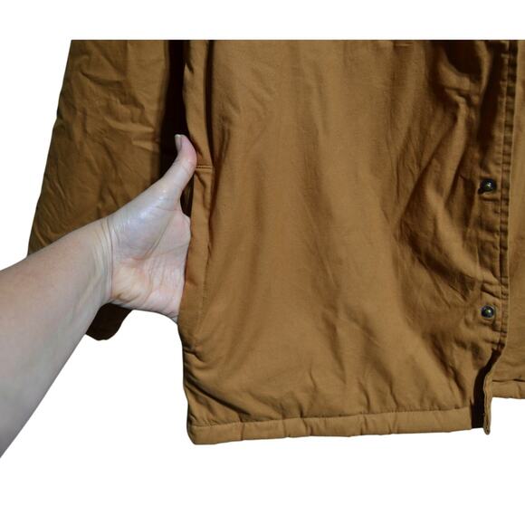 Open Trails Men's Beige Large Barn Jacket with Gray Sweatshirt Material Hood - Picture 4 of 7